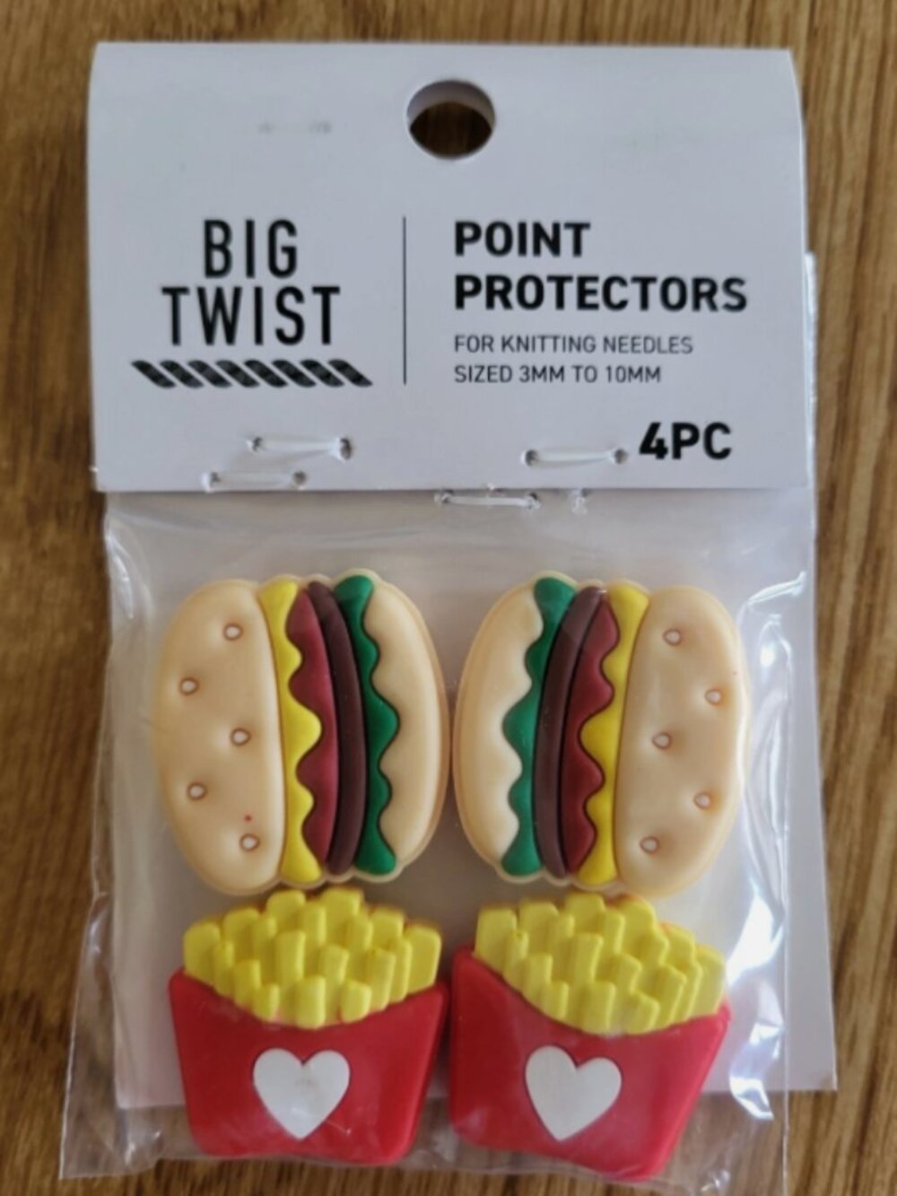 2pks (8) Big Twist 4pc Knitting Needles Point Protectors Stoppers Burgers Fries
